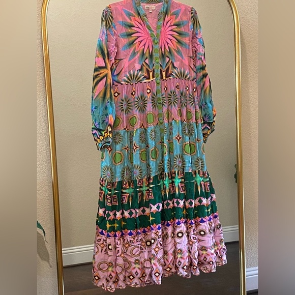 Siddhartha Bansal x Anthropologie Mixed Print Button Front Maxi Dress Size S - Picture 4 of 15